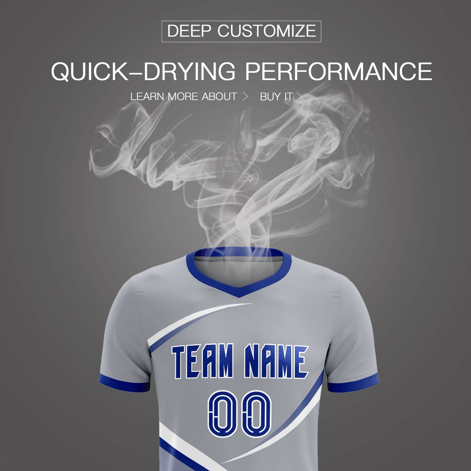 Custom Gray Royal Color Block Training Uniform For Men Soccer Sets Jersey