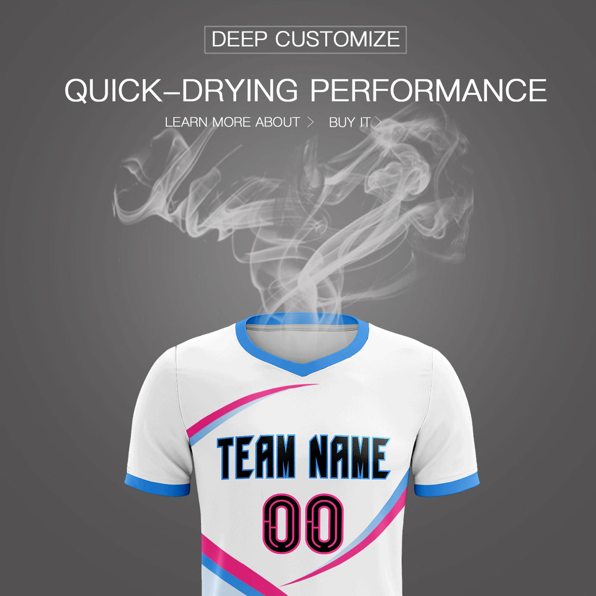 Custom White Powder Blue Color Block Training Uniform For Men Soccer Sets Jersey