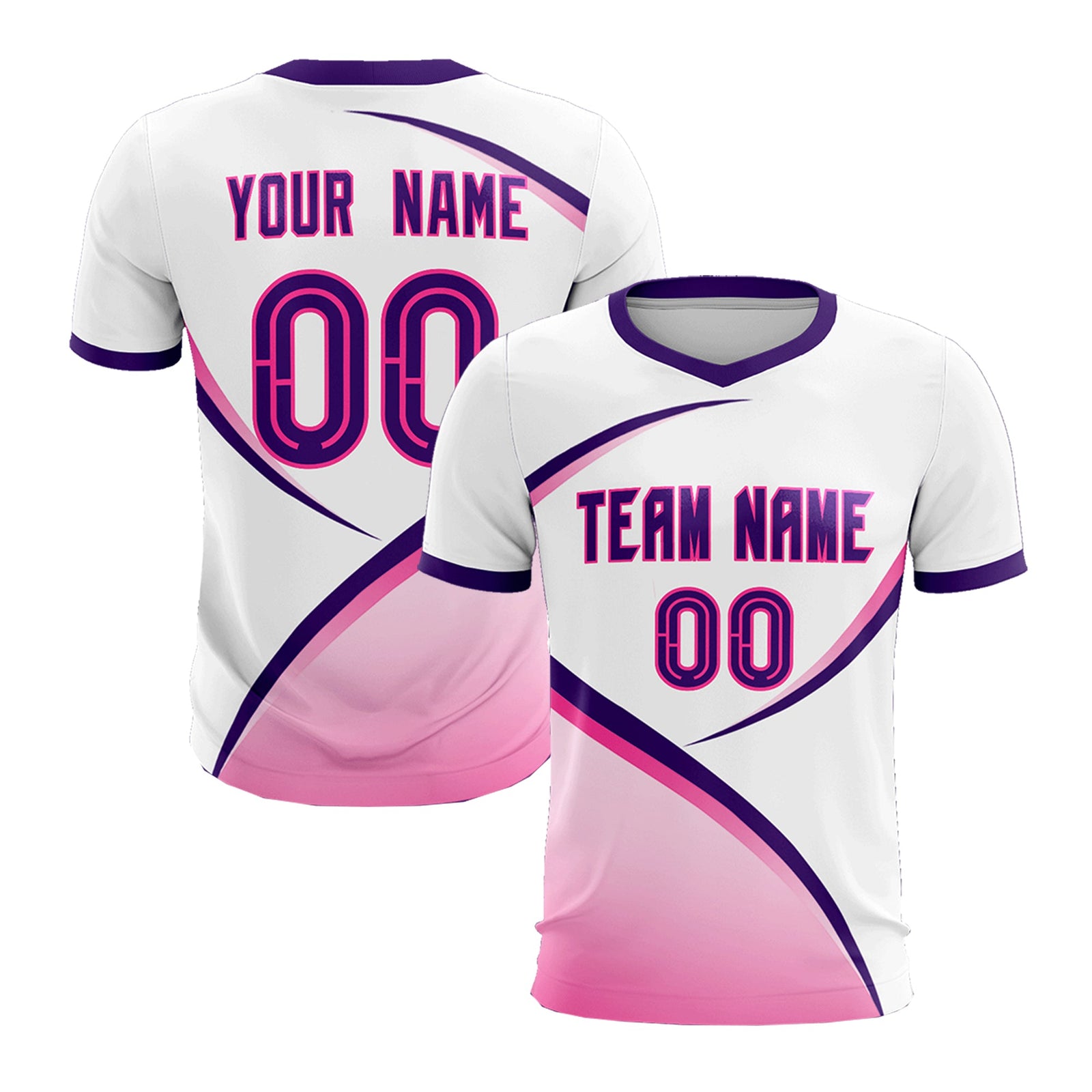 Custom White Purple Color Block Training Uniform For Men Soccer Sets Jersey