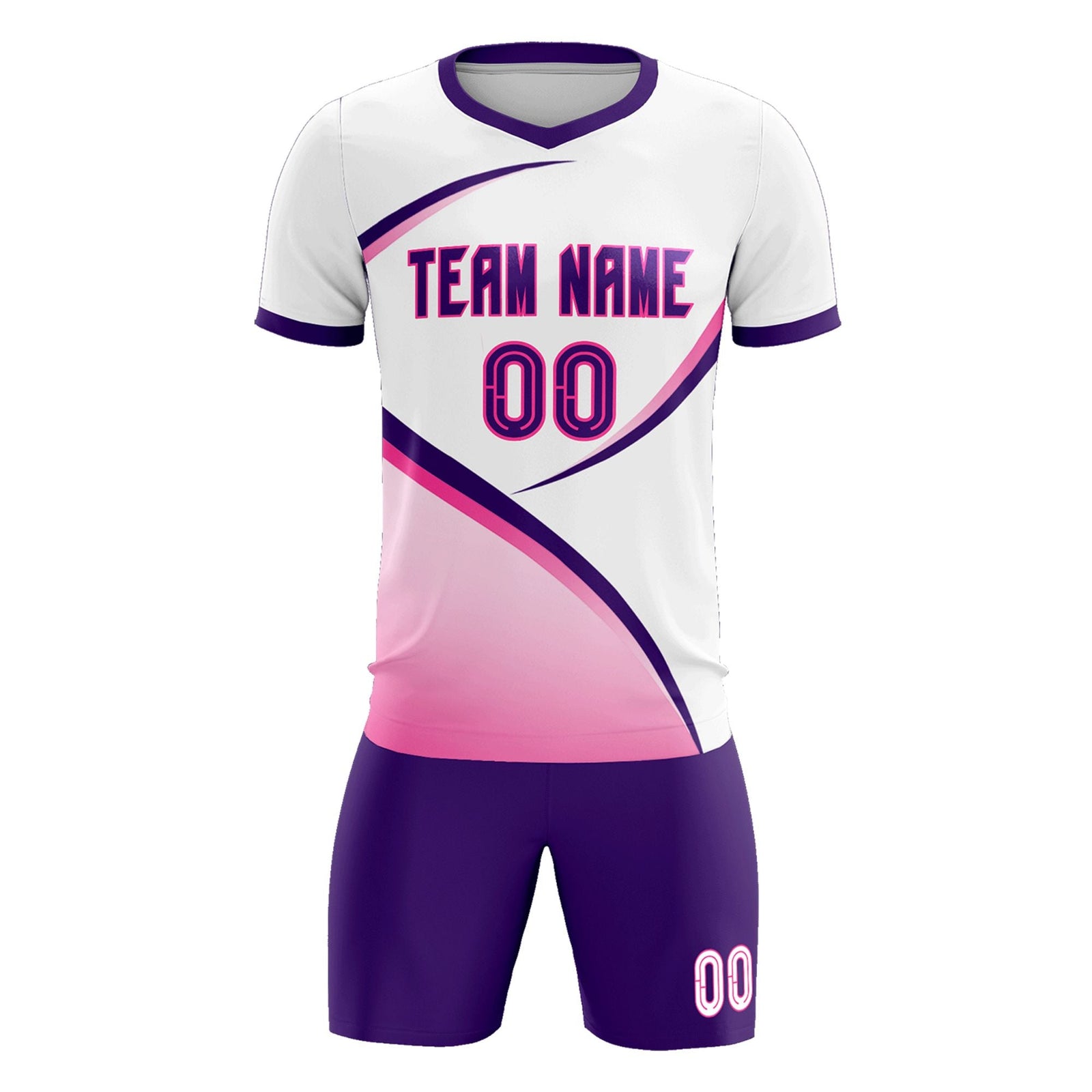 Custom White Purple Color Block Training Uniform For Men Soccer Sets Jersey