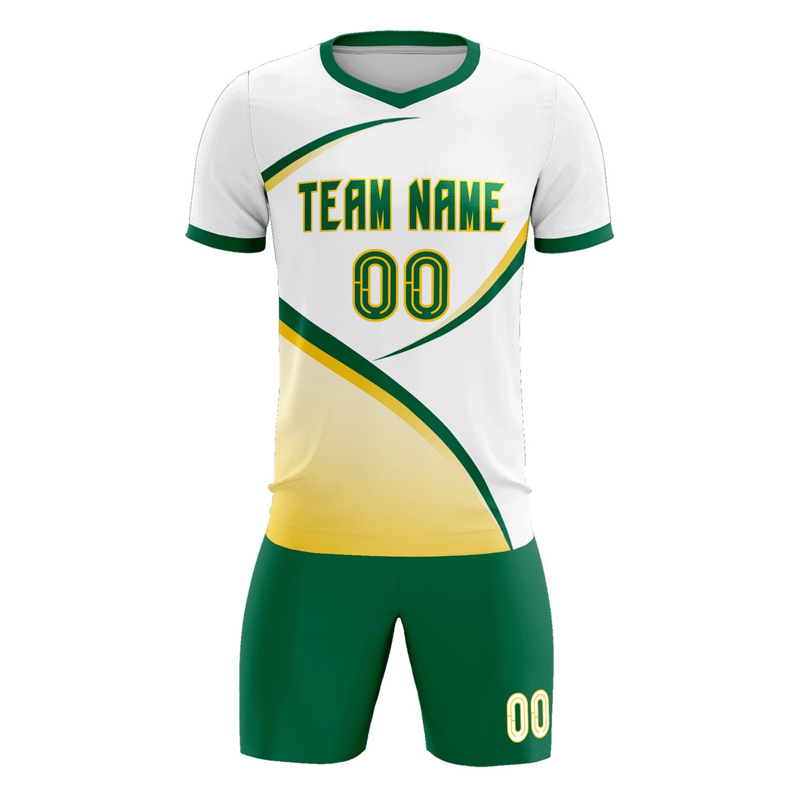 Custom White Kelly Green Color Block Training Uniform For Men Soccer Sets Jersey