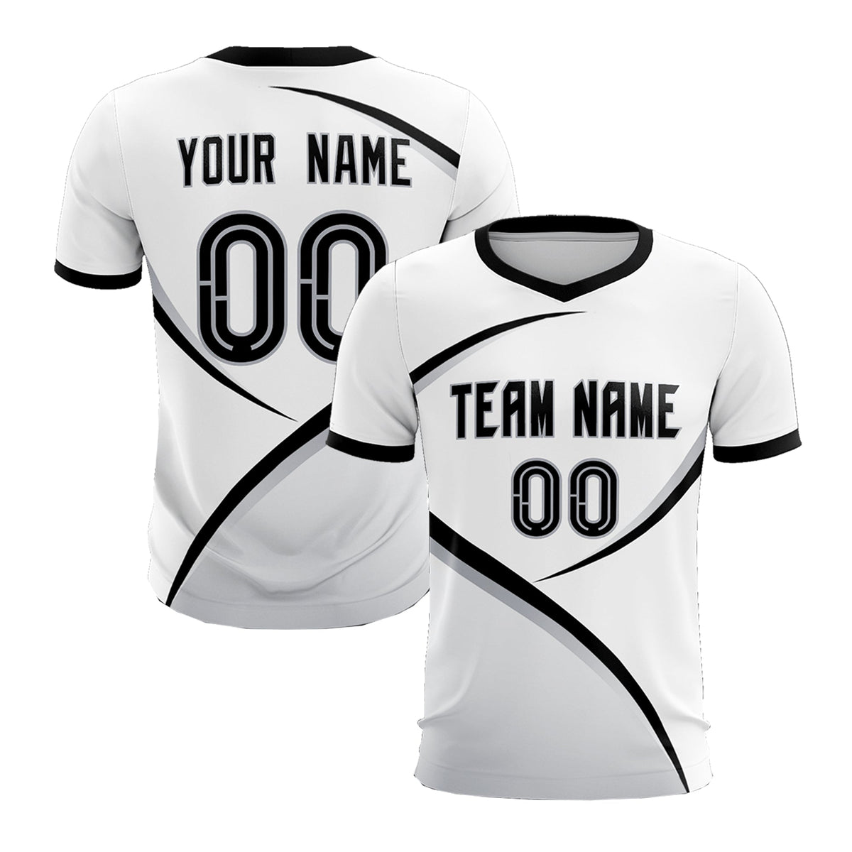 Custom White Black Color Block Training Uniform For Men Soccer Sets Jersey