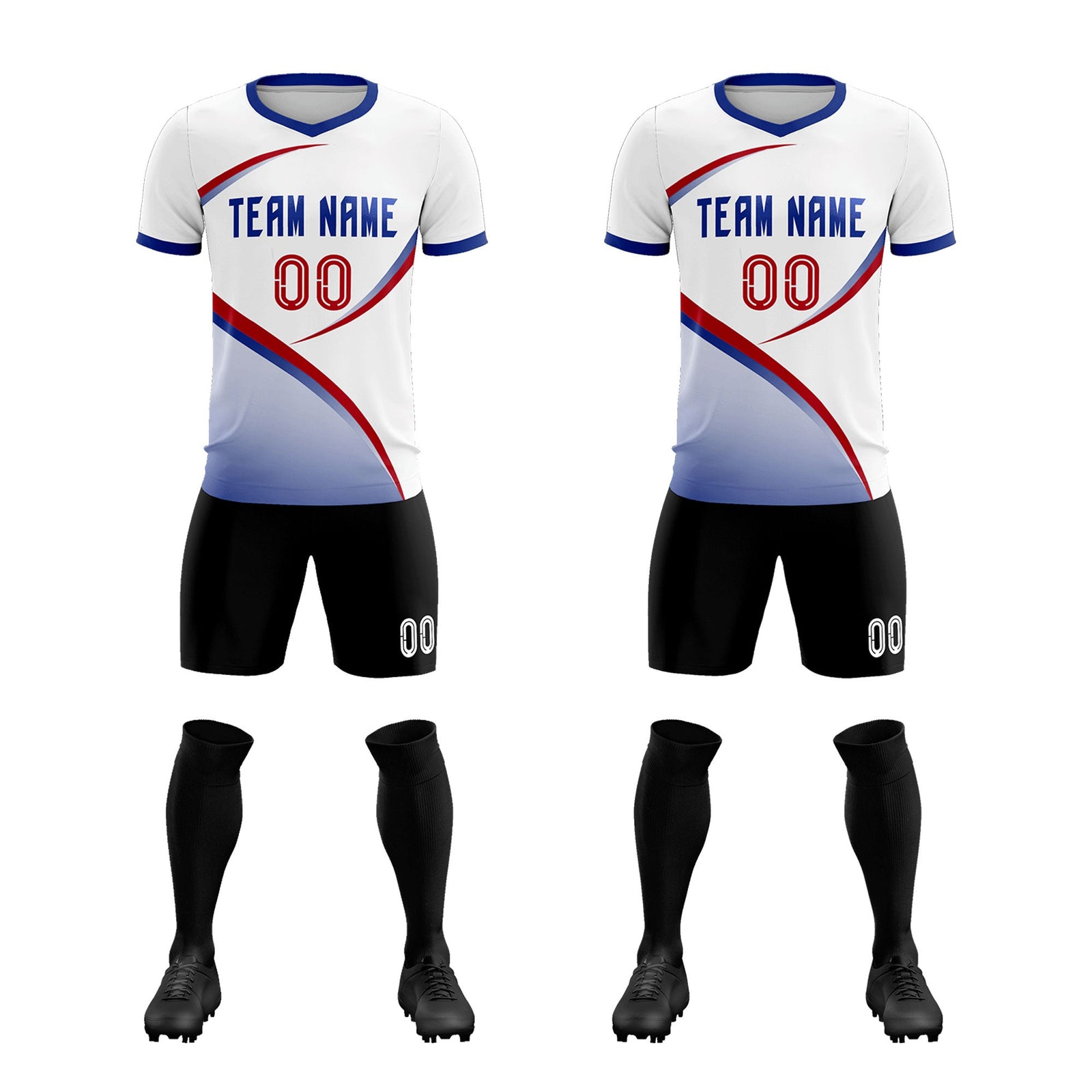Custom White Royal Color Block Training Uniform For Men Soccer Sets Jersey