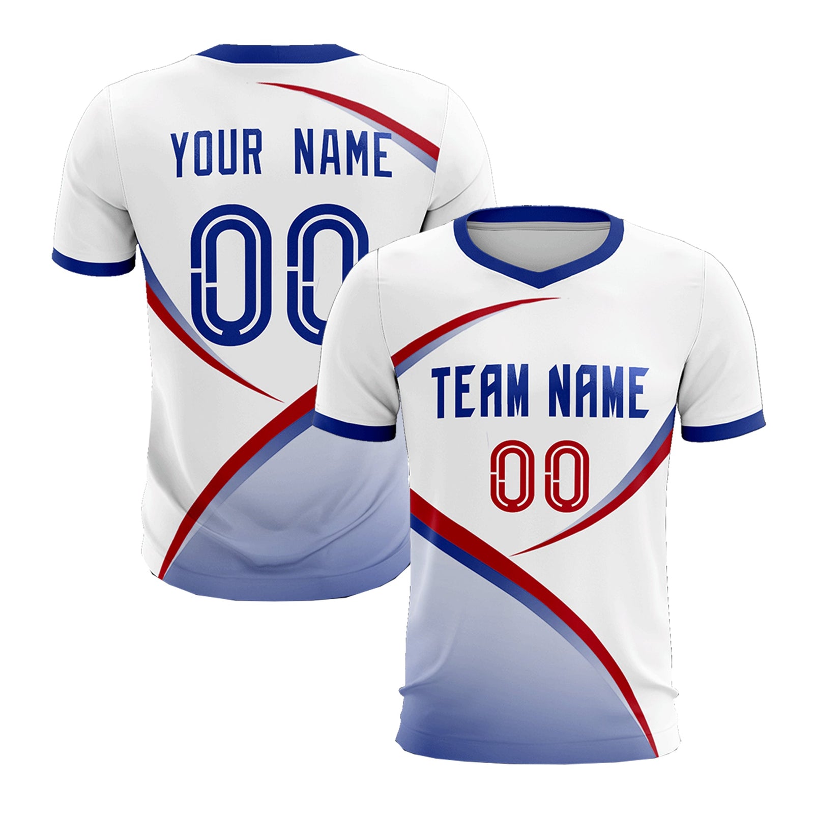 Custom White Royal Color Block Training Uniform For Men Soccer Sets Jersey