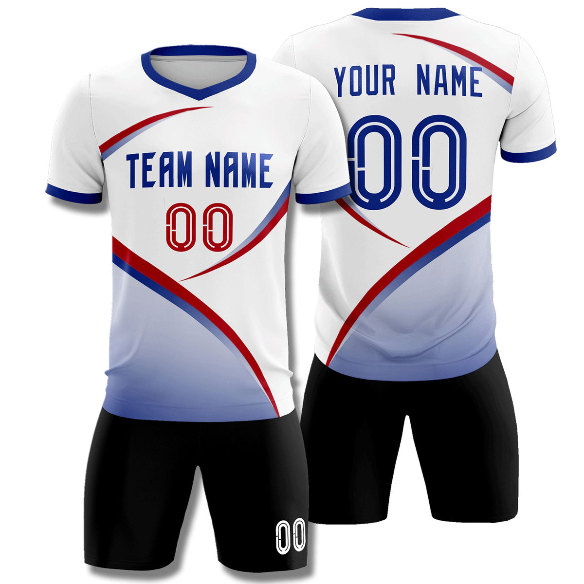 Custom White Royal Color Block Training Uniform For Men Soccer Sets Jersey