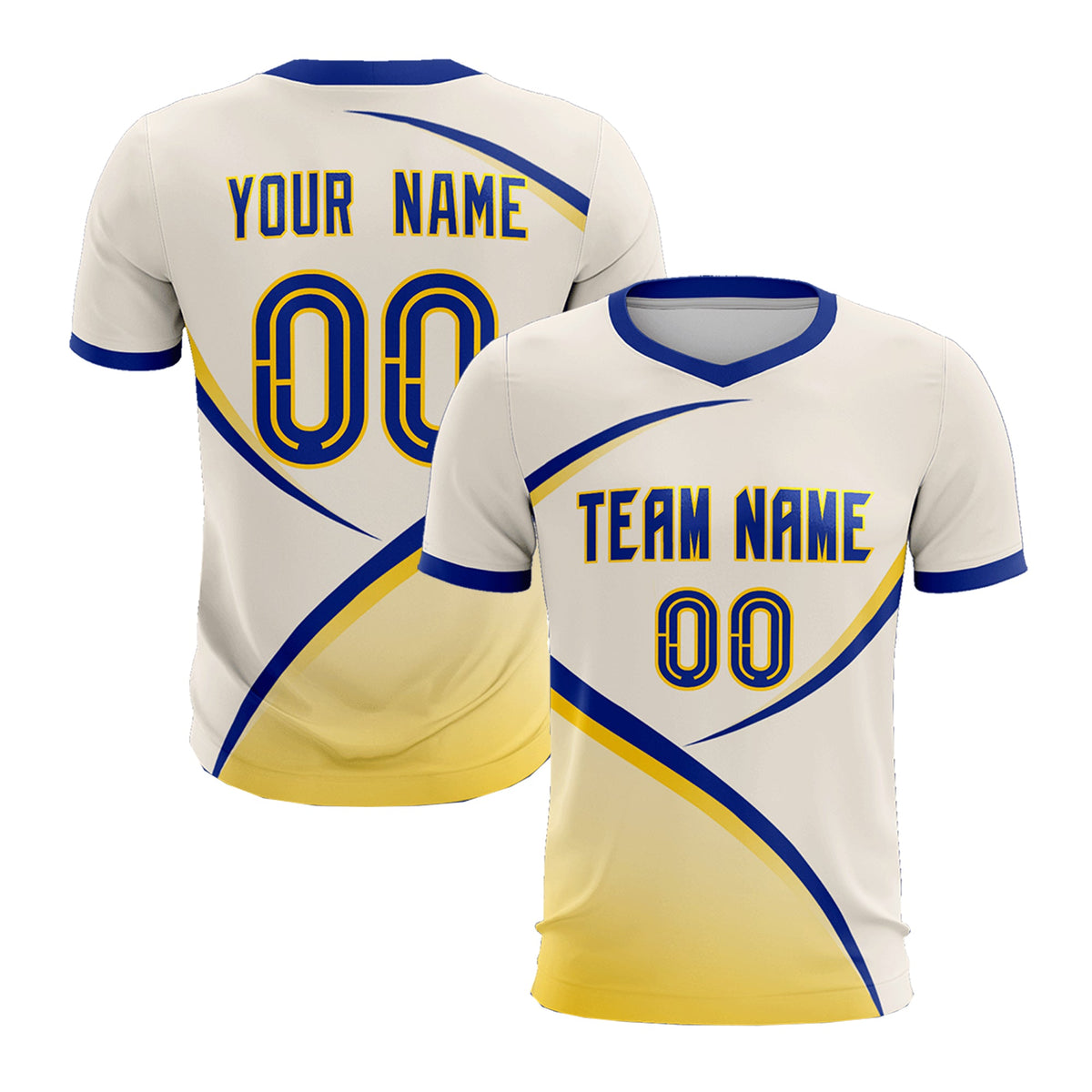 Custom Cream Royal Color Block Training Uniform For Men Soccer Sets Jersey