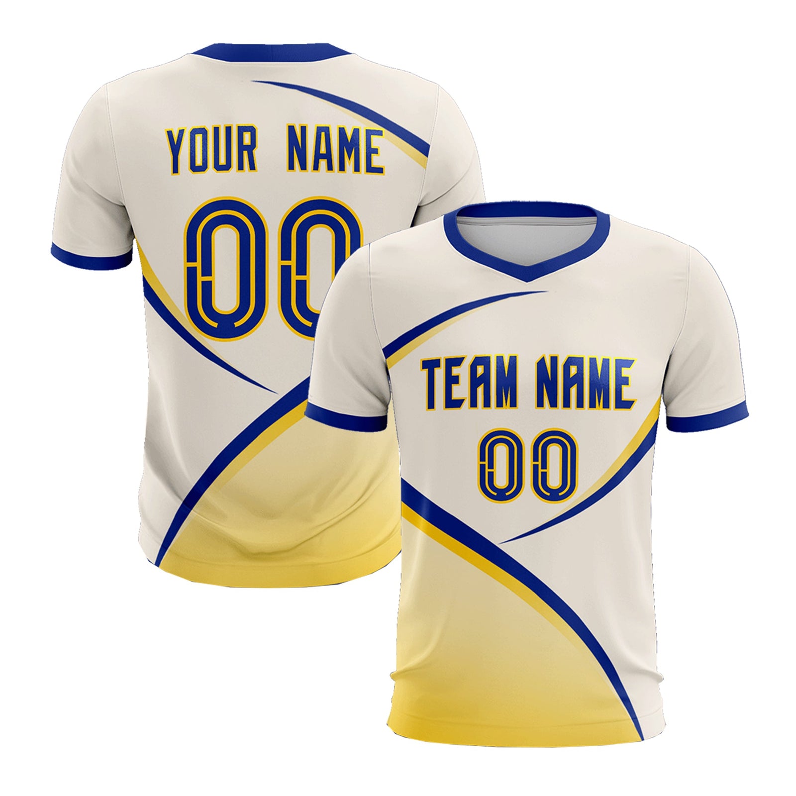 Custom Cream Royal Color Block Training Uniform For Men Soccer Sets Jersey