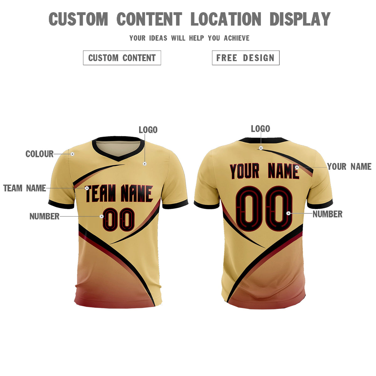 Custom Khaki Black Color Block Training Uniform For Men Soccer Sets Jersey