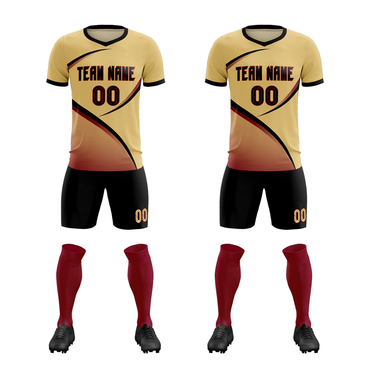 Custom Khaki Black Color Block Training Uniform For Men Soccer Sets Jersey