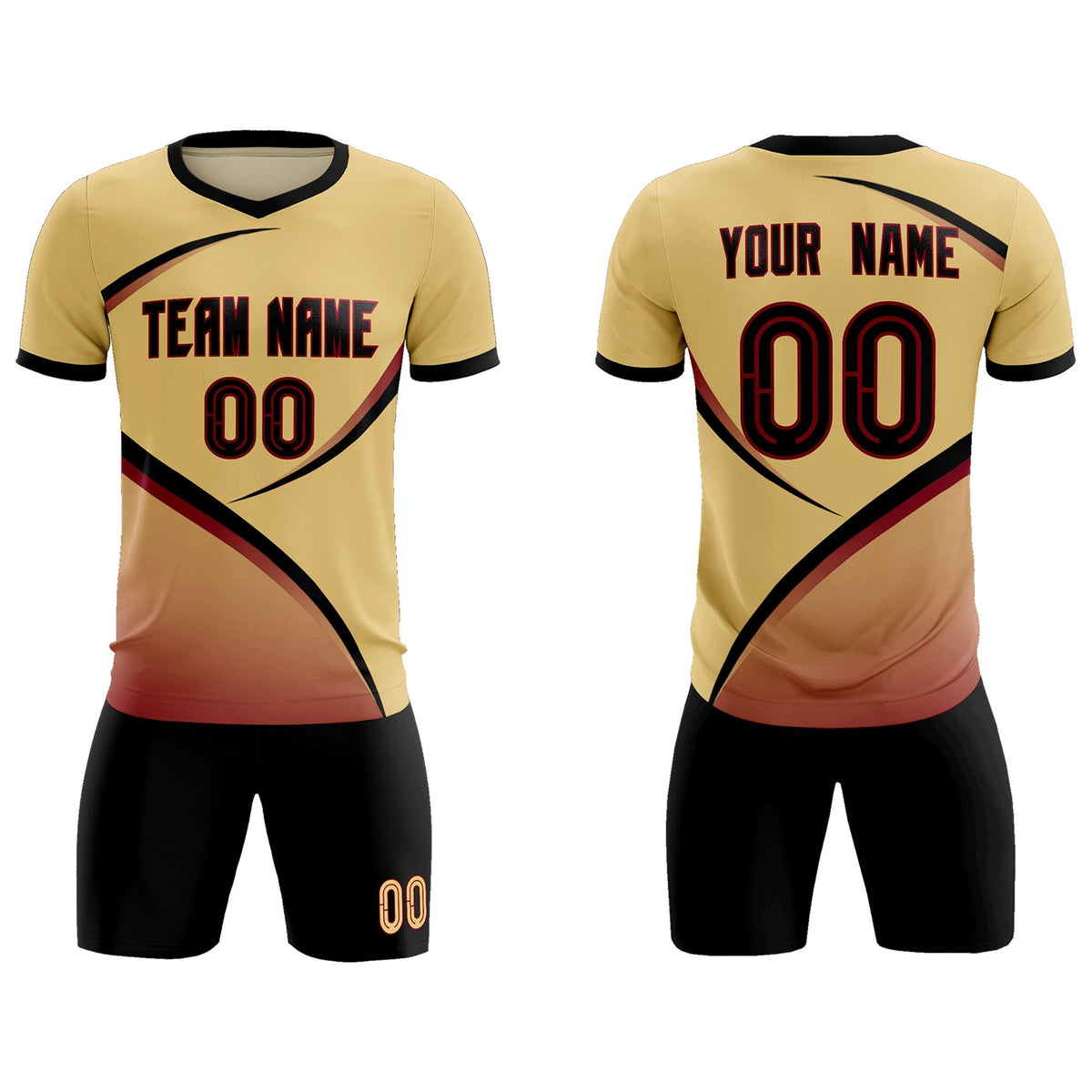 Custom Khaki Black Color Block Training Uniform For Men Soccer Sets Jersey