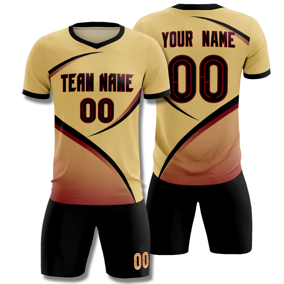 Custom Khaki Black Color Block Training Uniform For Men Soccer Sets Jersey