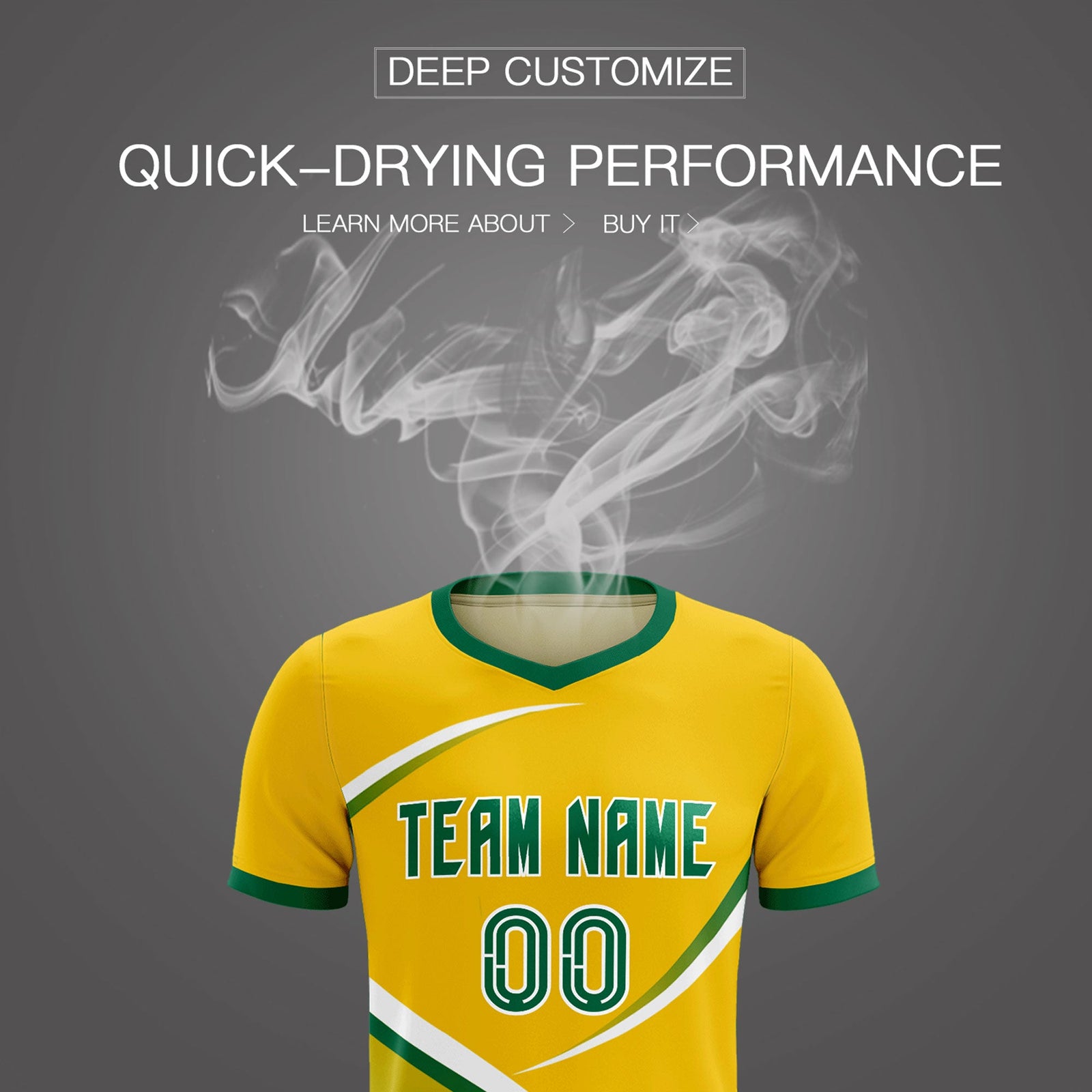 Custom Gold Kelly Green Color Block Training Uniform For Men Soccer Sets Jersey
