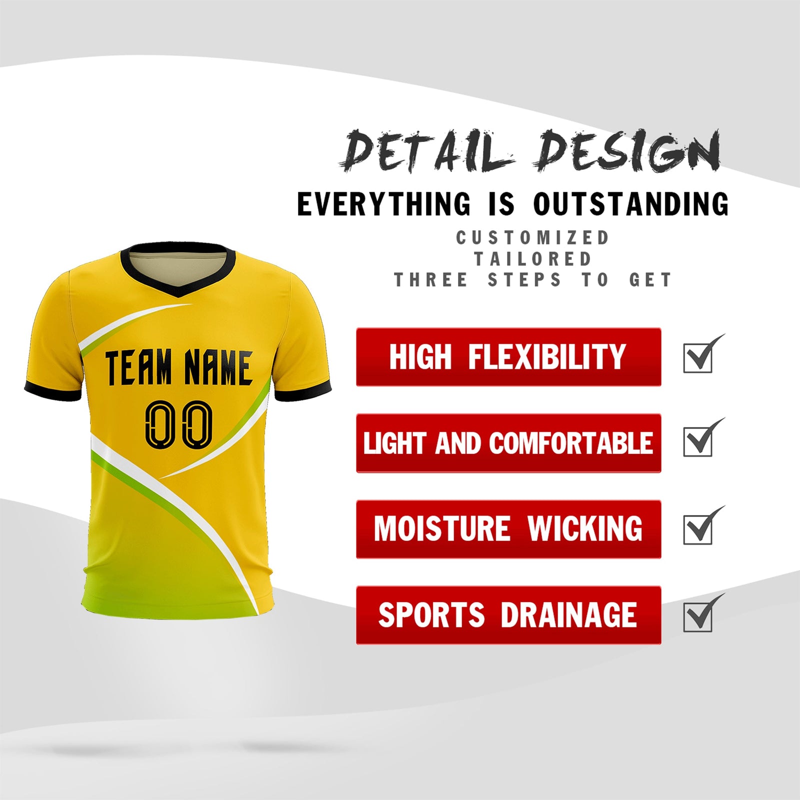 Custom Gold Black Color Block Training Uniform For Men Soccer Sets Jersey