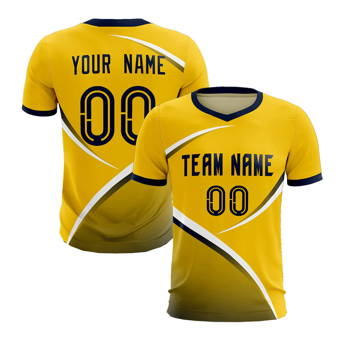 Custom Gold Navy Color Block Training Uniform For Men Soccer Sets Jersey