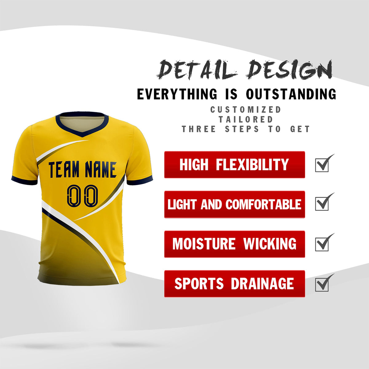 Custom Gold Navy Color Block Training Uniform For Men Soccer Sets Jersey