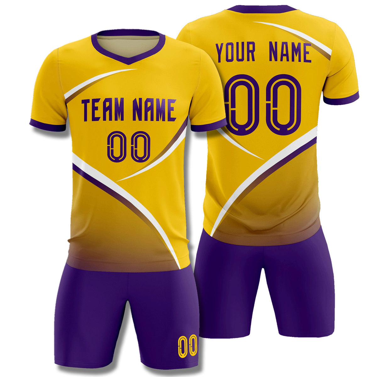 Custom Gold Old Gold Color Block Training Uniform For Men Soccer Sets Jersey