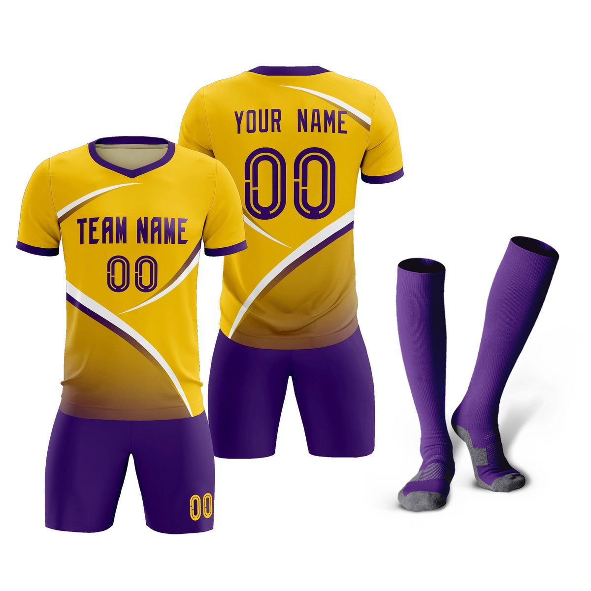 Custom Gold Old Gold Color Block Training Uniform For Men Soccer Sets Jersey
