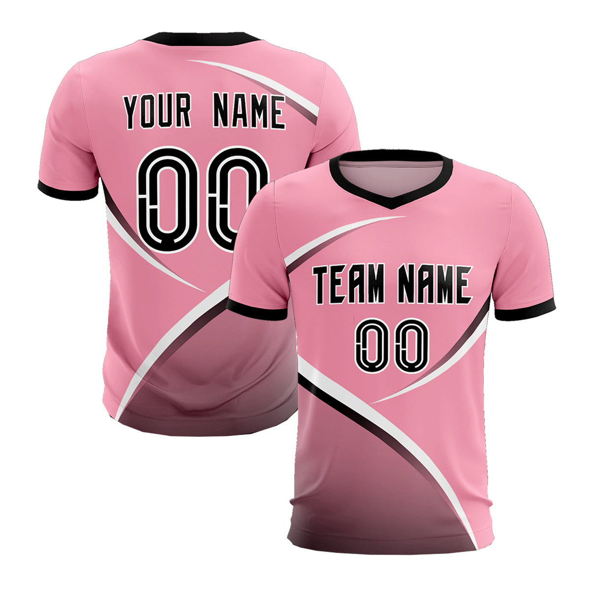 Custom Light Pink Black Color Block Training Uniform For Men Soccer Sets Jersey