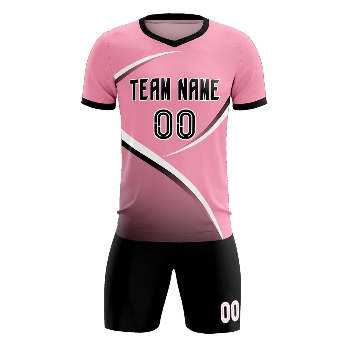 Custom Light Pink Black Color Block Training Uniform For Men Soccer Sets Jersey
