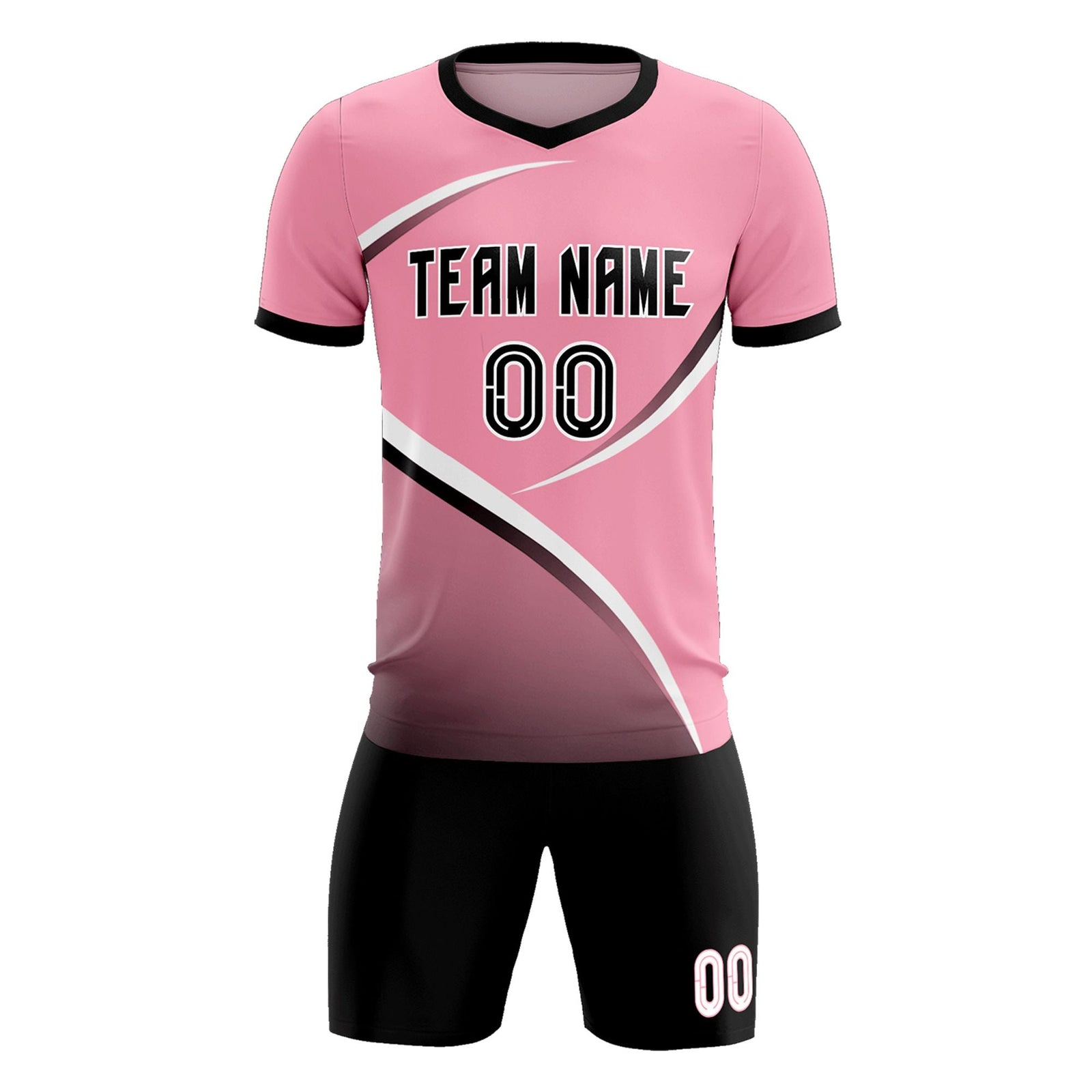 Custom Light Pink Black Color Block Training Uniform For Men Soccer Sets Jersey