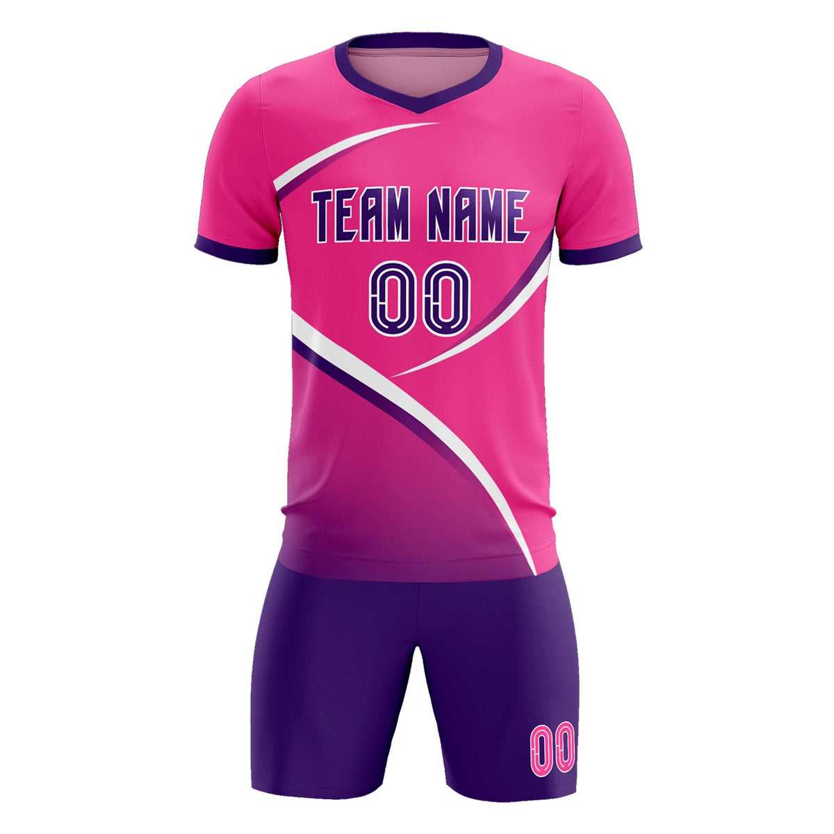 Custom Pink Purple Color Block Training Uniform For Men Soccer Sets Jersey