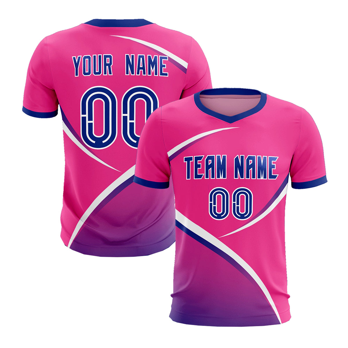Custom Pink Royal Color Block Training Uniform For Men Soccer Sets Jersey
