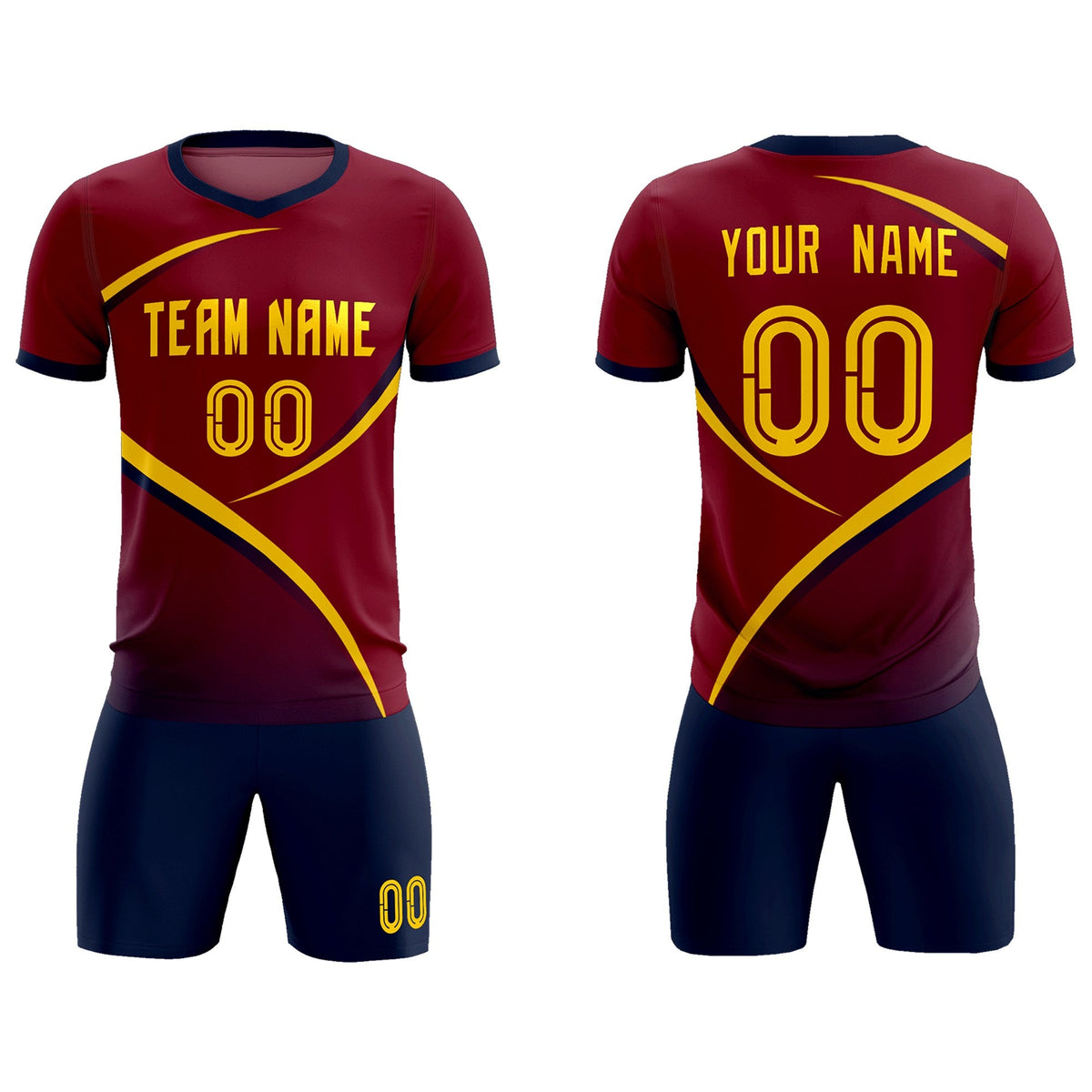 Custom Crimson Navy Color Block Training Uniform For Men Soccer Sets Jersey