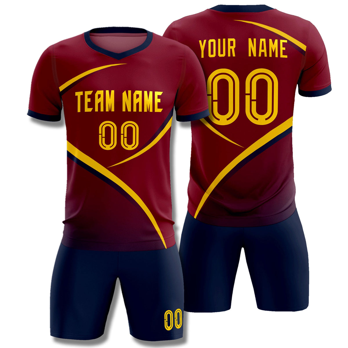 Custom Crimson Navy Color Block Training Uniform For Men Soccer Sets Jersey