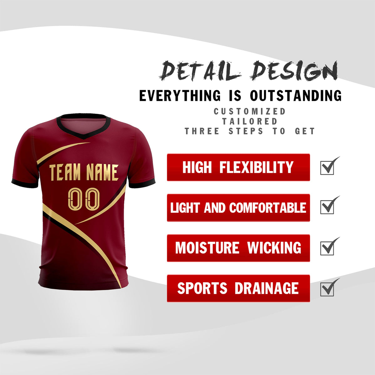 Custom Crimson Black Color Block Training Uniform For Men Soccer Sets Jersey