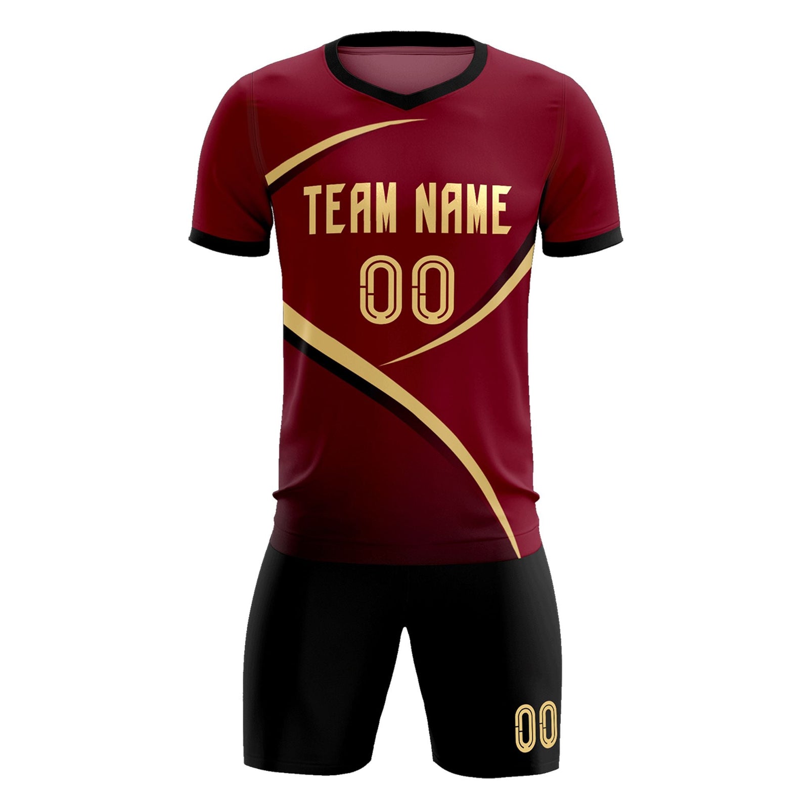 Custom Crimson Black Color Block Training Uniform For Men Soccer Sets Jersey