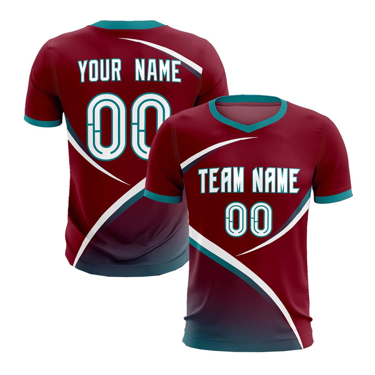 Custom Crimson Aqua Color Block Training Uniform For Men Soccer Sets Jersey