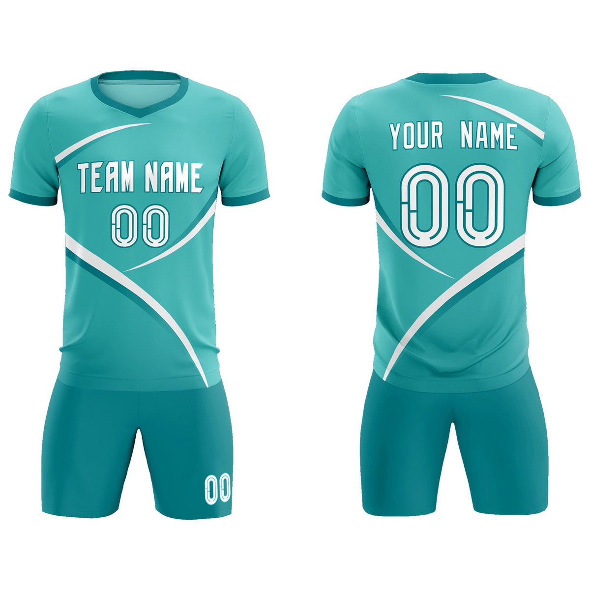Custom Bright Green Aqua Color Block Training Uniform For Men Soccer Sets Jersey