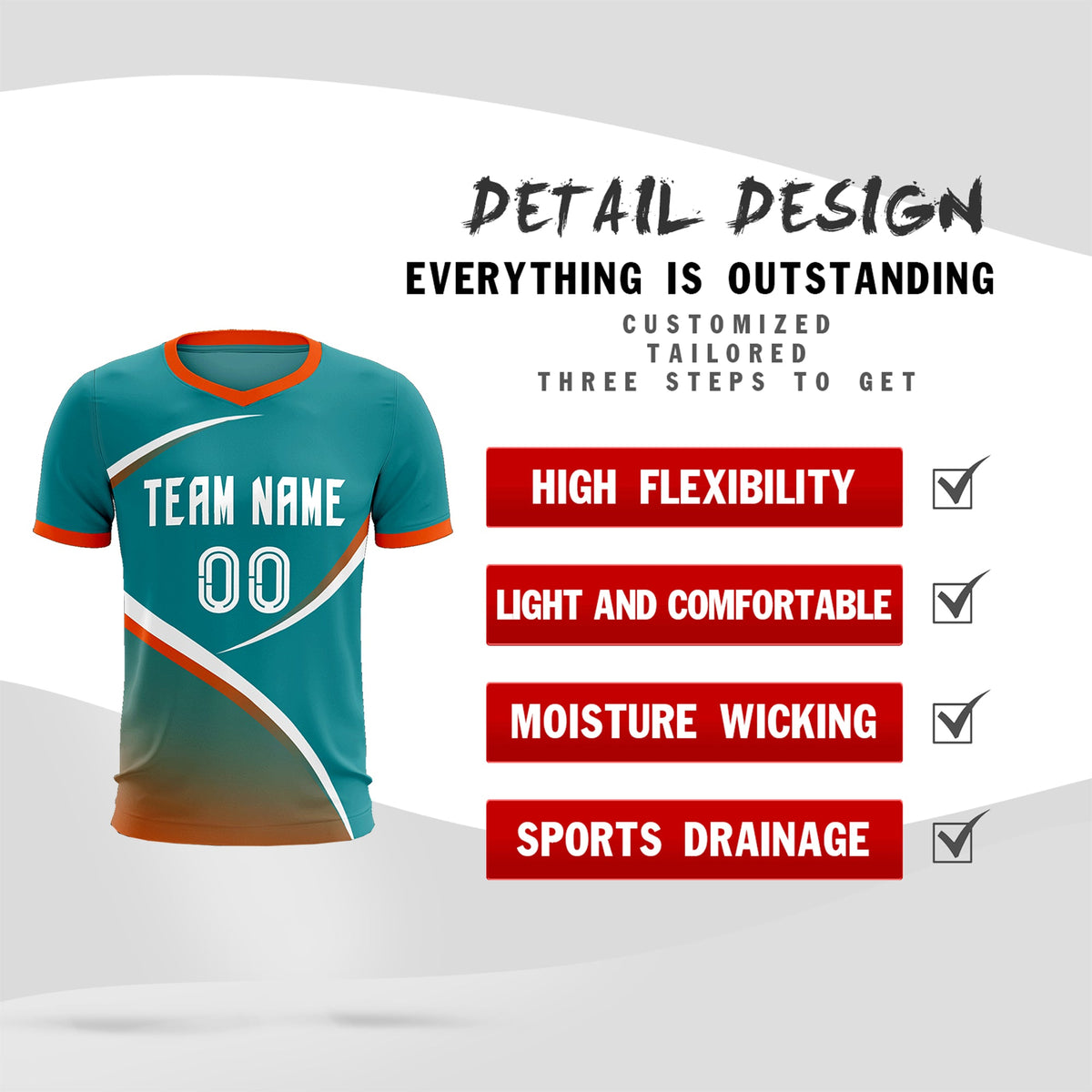 Custom Aqua Orange Color Block Training Uniform For Men Soccer Sets Jersey