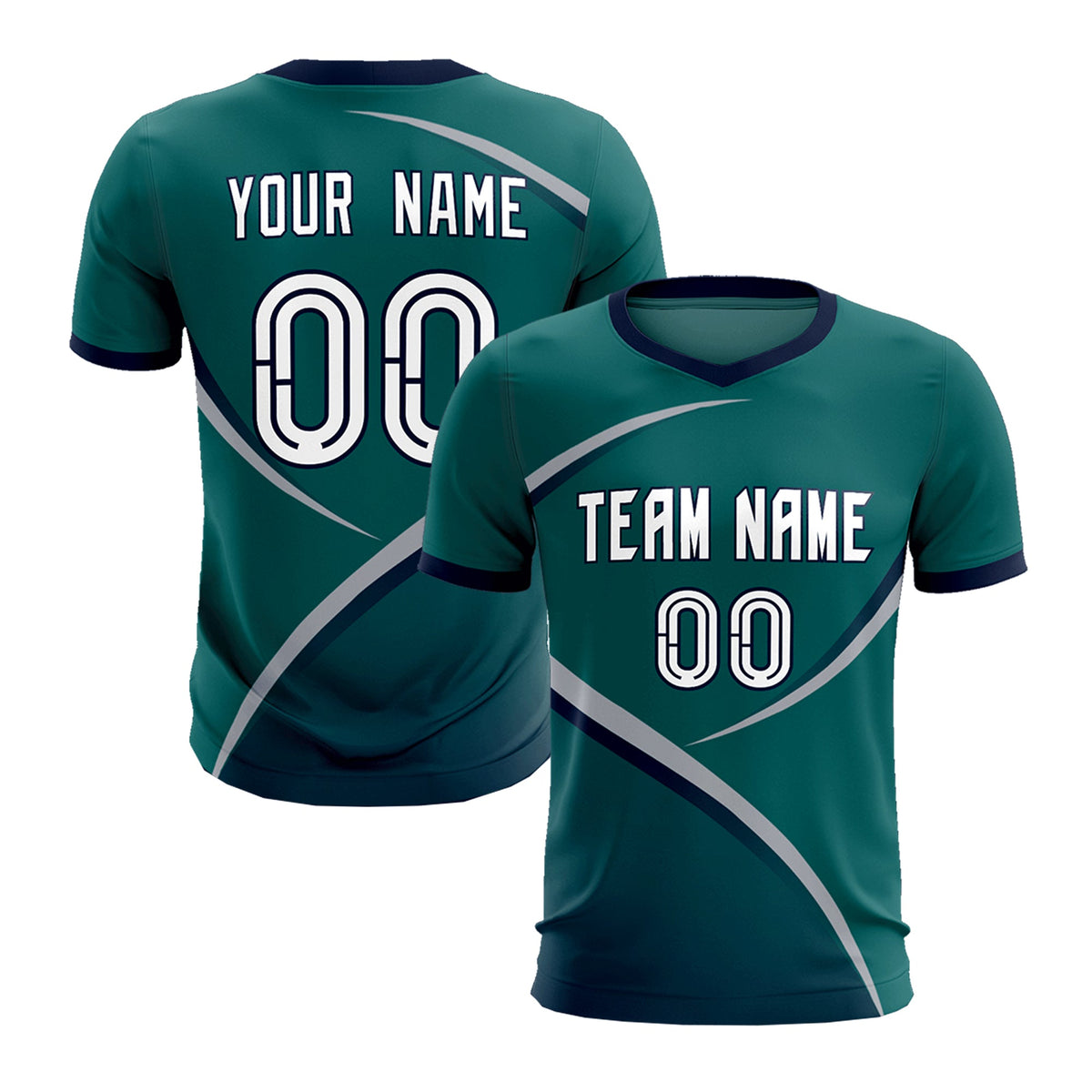 Custom Aqua Navy Color Block Training Uniform For Men Soccer Sets Jersey