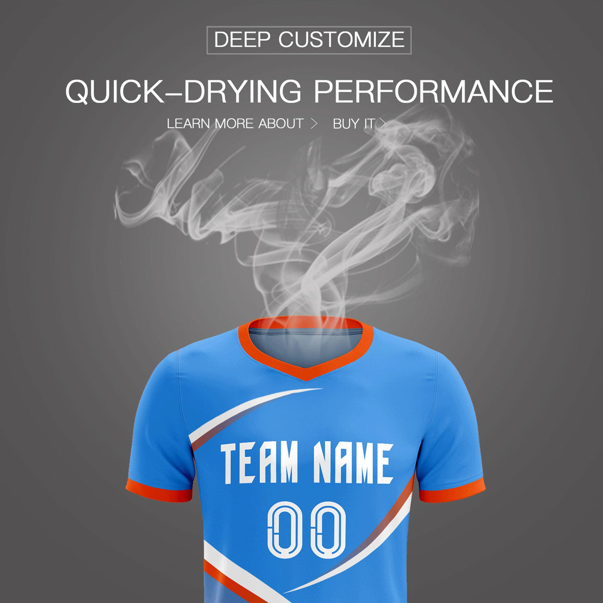 Custom Powder Blue Orange Color Block Training Uniform For Men Soccer Sets Jersey
