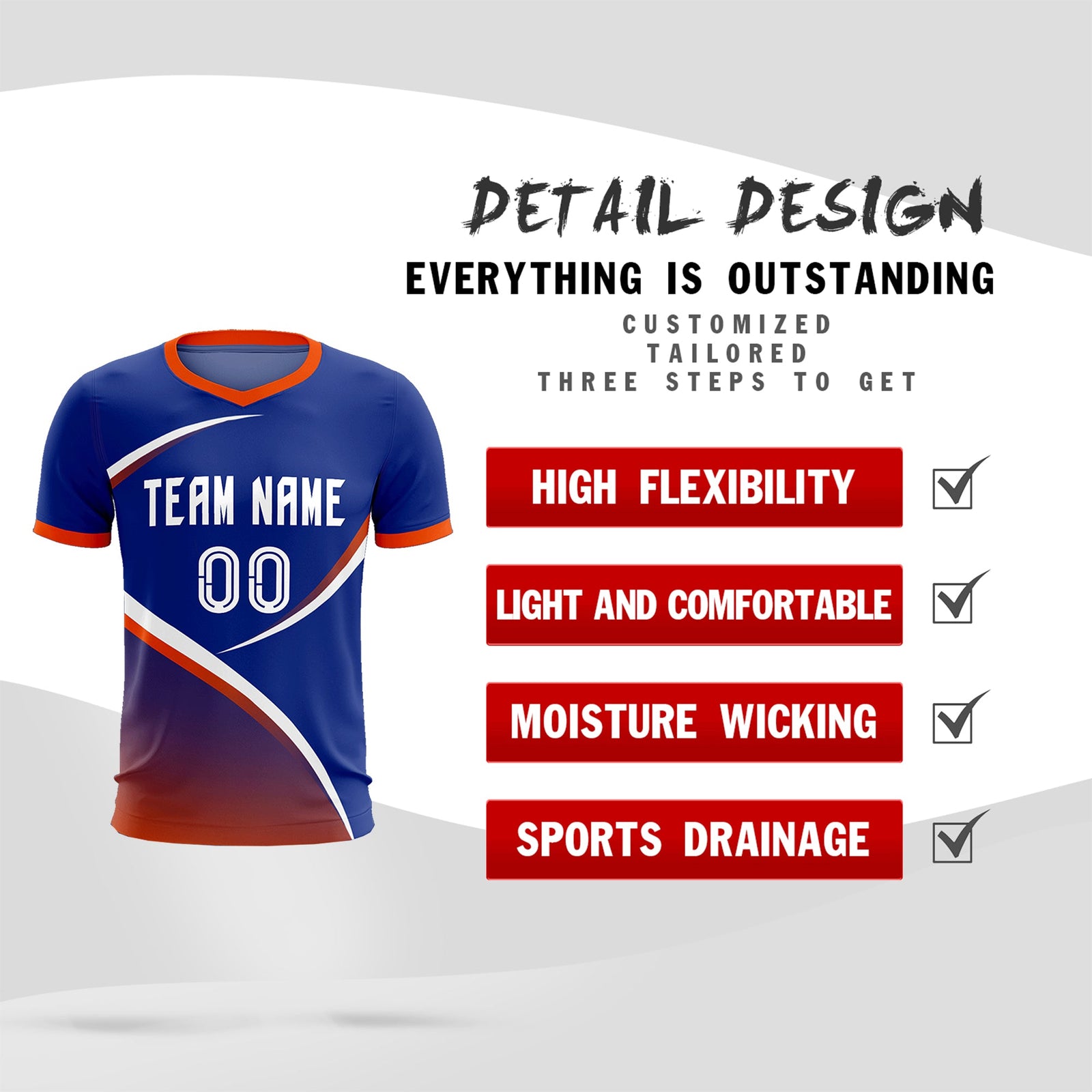 Custom Royal Orange Color Block Training Uniform For Men Soccer Sets Jersey