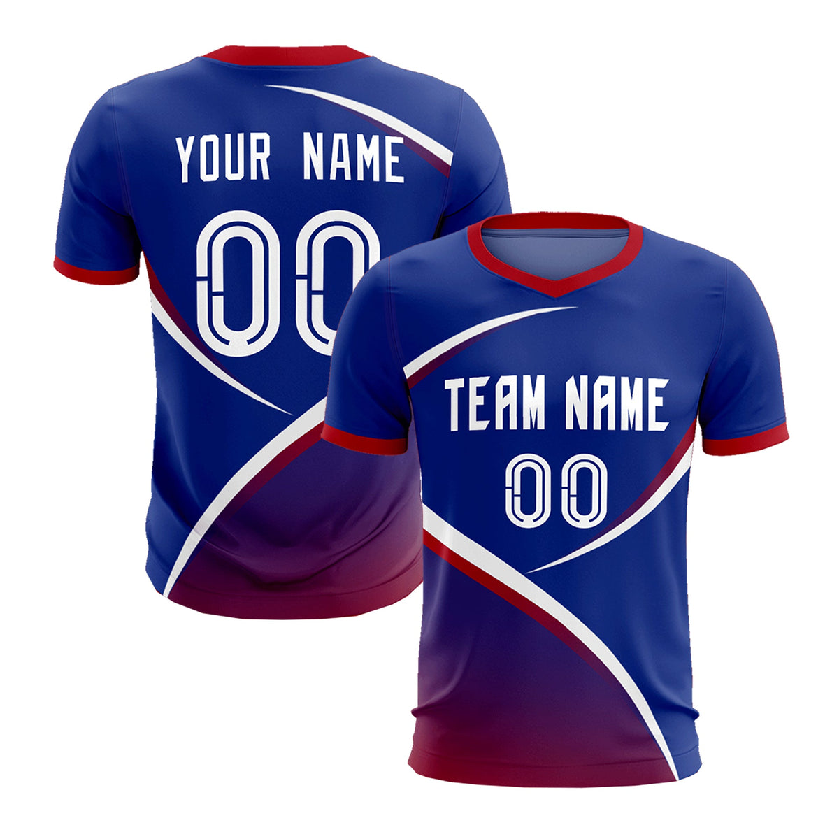 Custom Royal Red Color Block Training Uniform For Men Soccer Sets Jersey