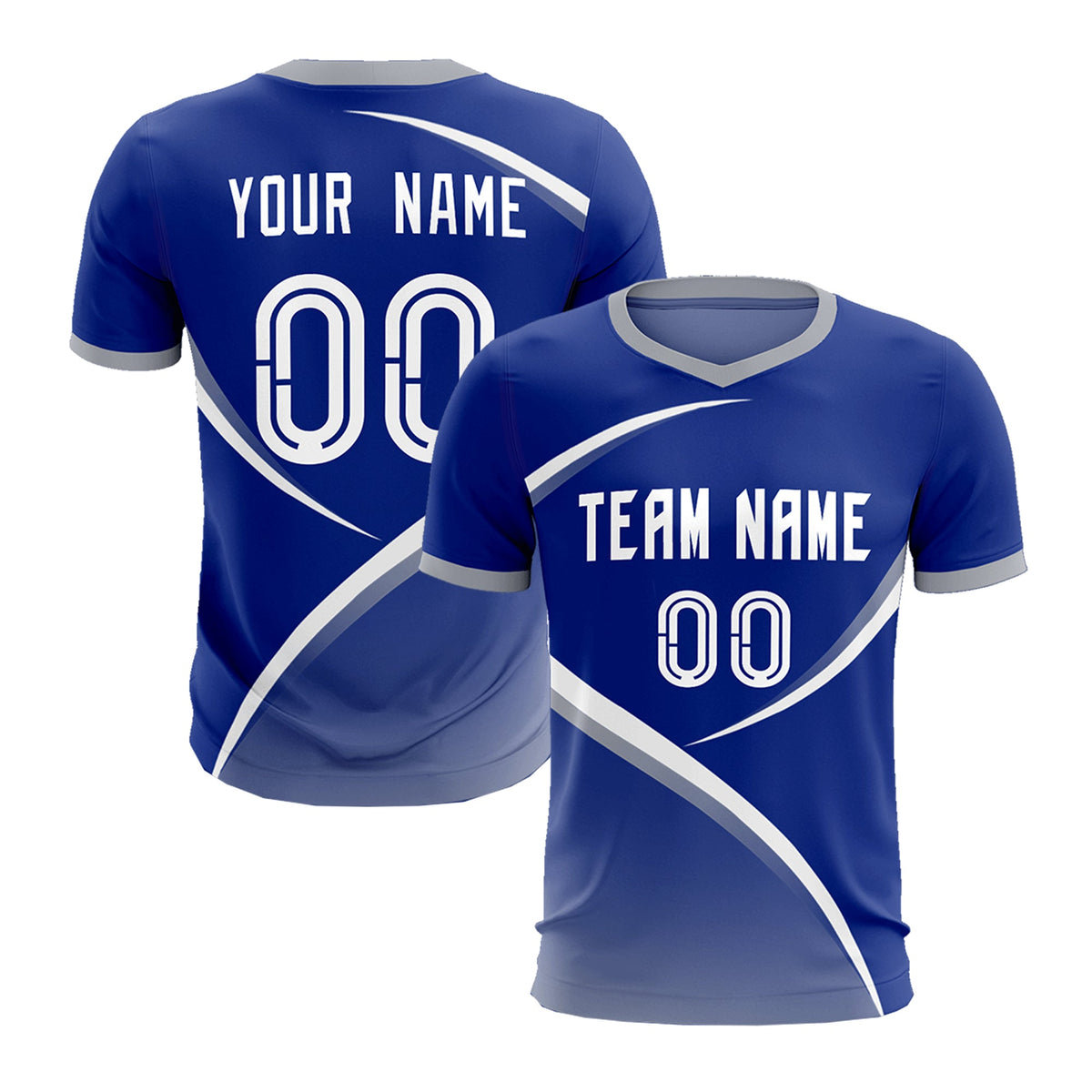 Custom Royal Gray Color Block Training Uniform For Men Soccer Sets Jersey