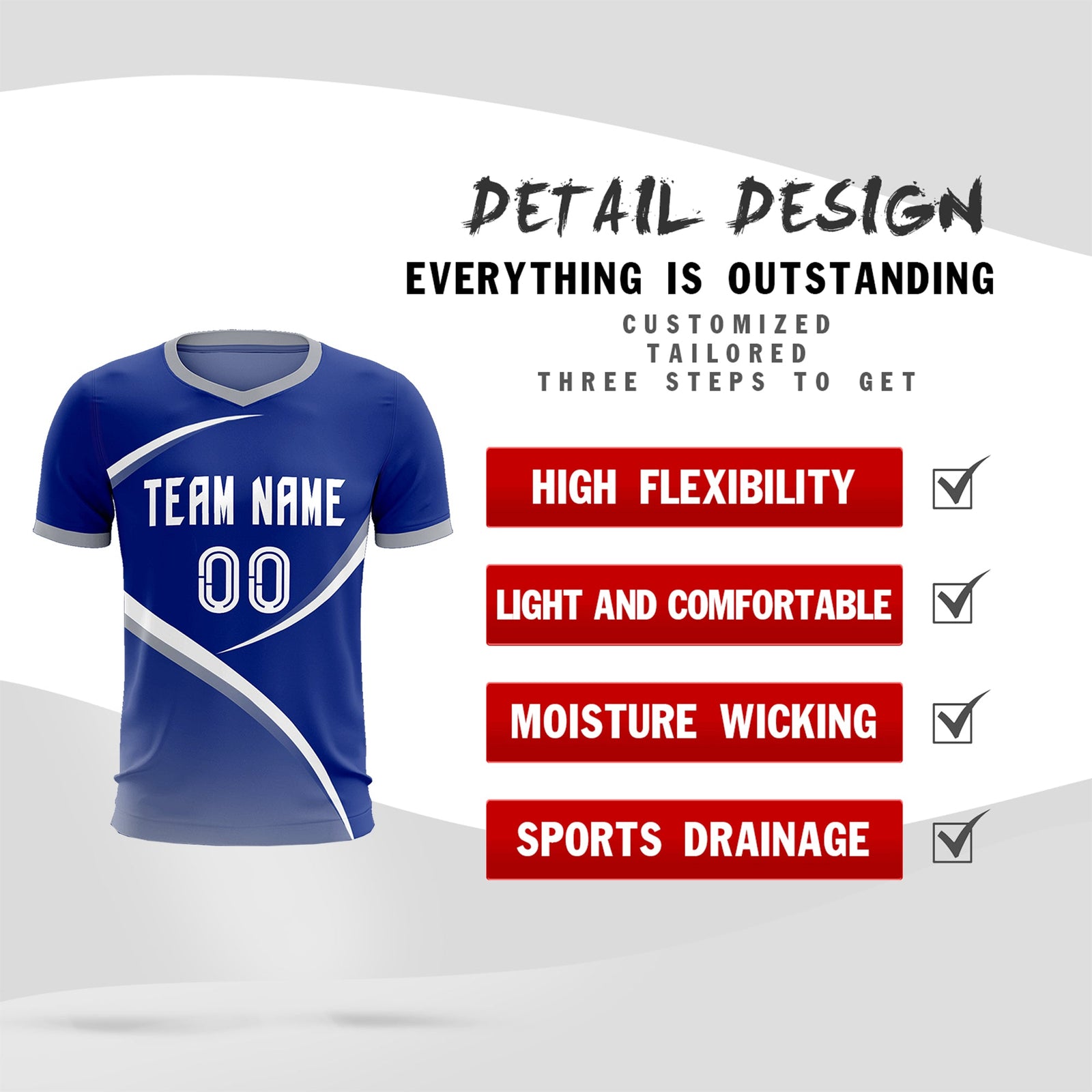 Custom Royal Gray Color Block Training Uniform For Men Soccer Sets Jersey