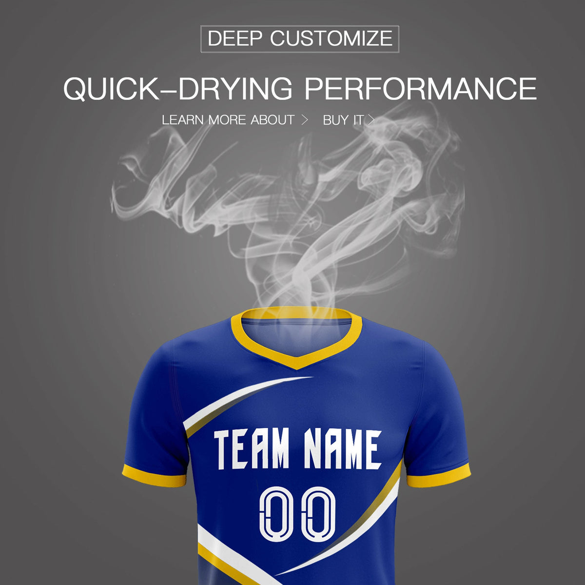 Custom Royal Gold Color Block Training Uniform For Men Soccer Sets Jersey