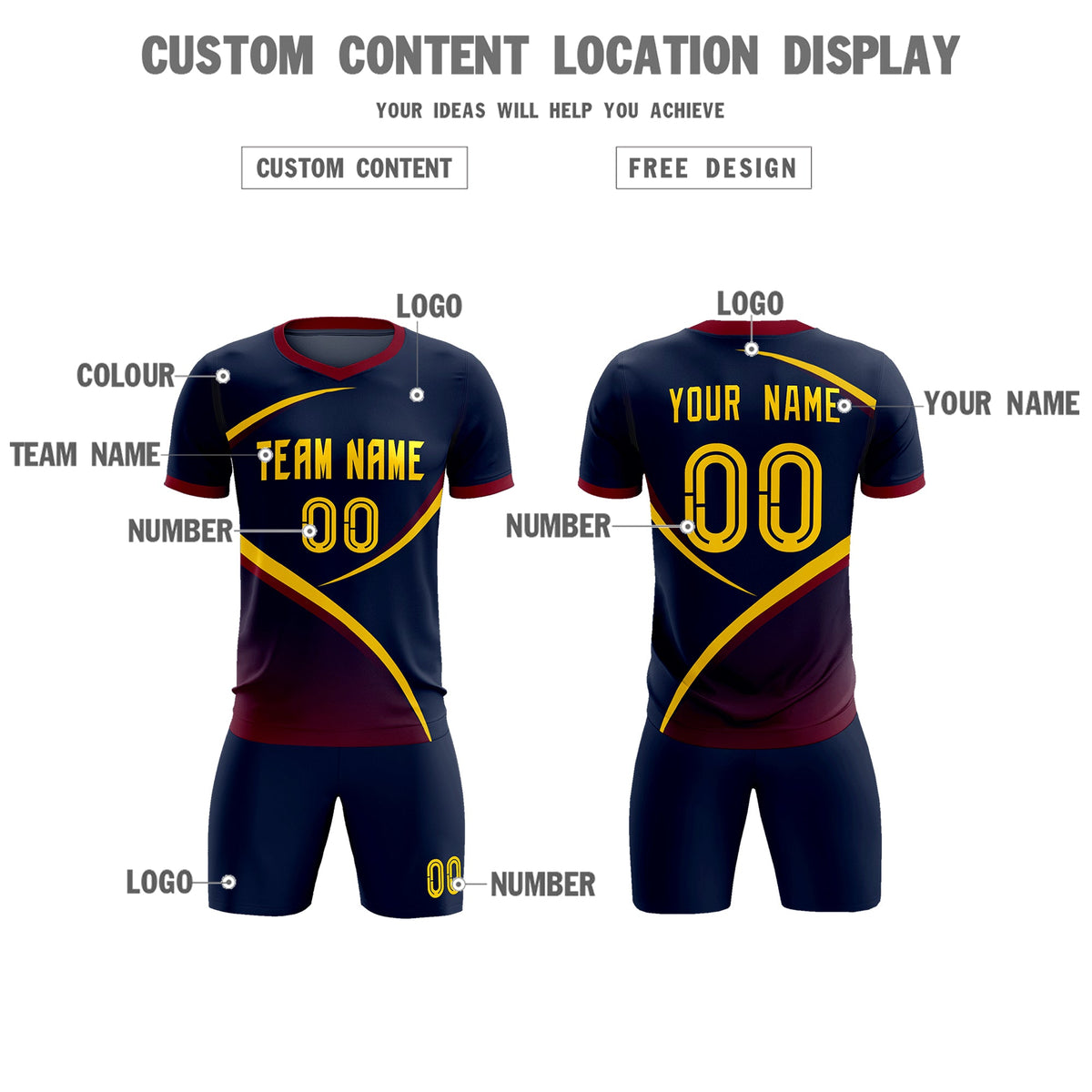 Custom Navy Navy Color Block Training Uniform For Men Soccer Sets Jersey