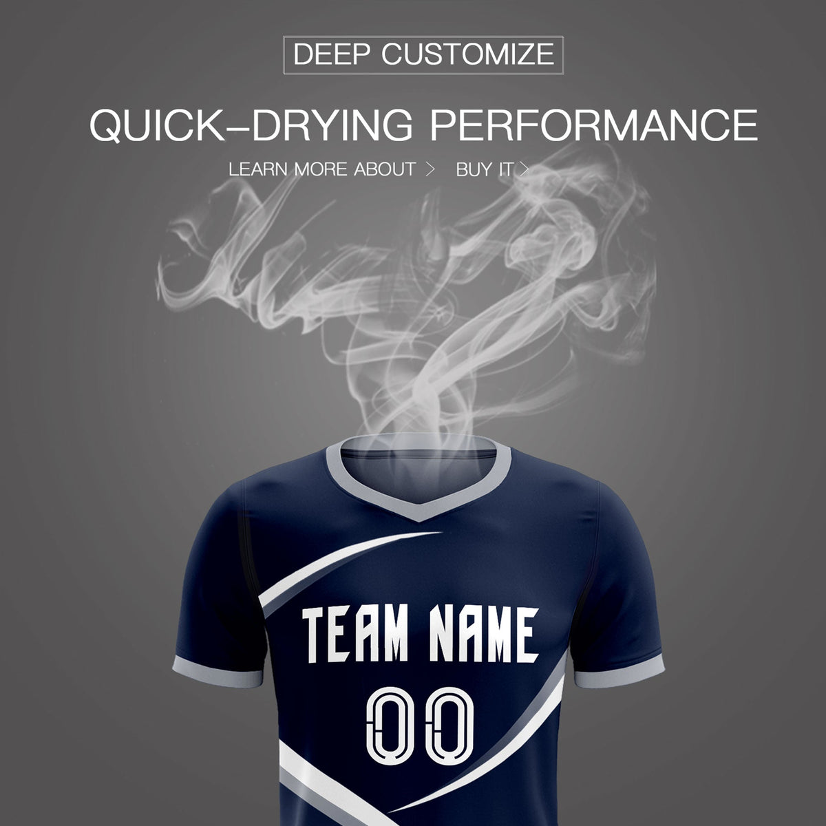 Custom Navy Gray Color Block Training Uniform For Men Soccer Sets Jersey