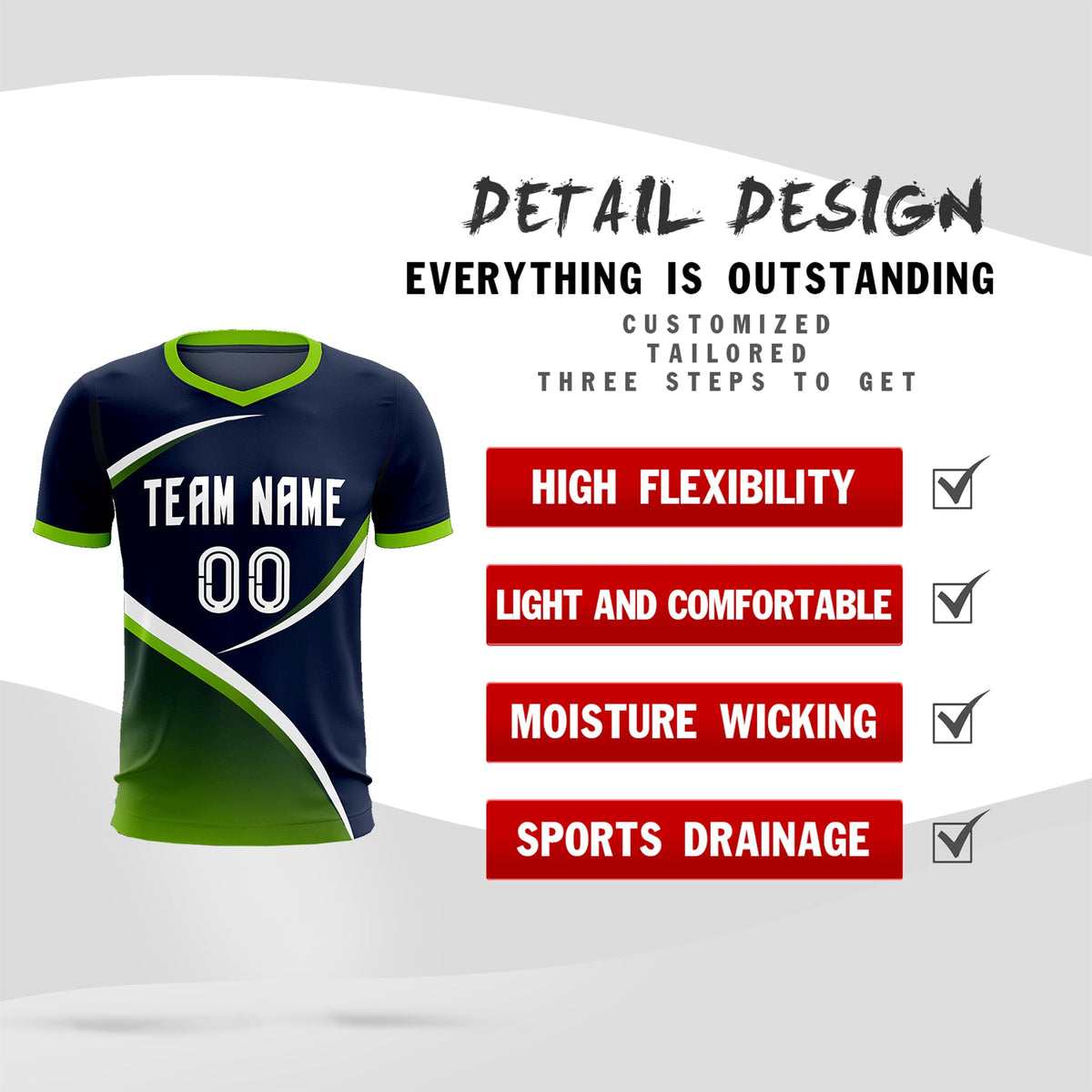 Custom Navy Neon Green Color Block Training Uniform For Men Soccer Sets Jersey