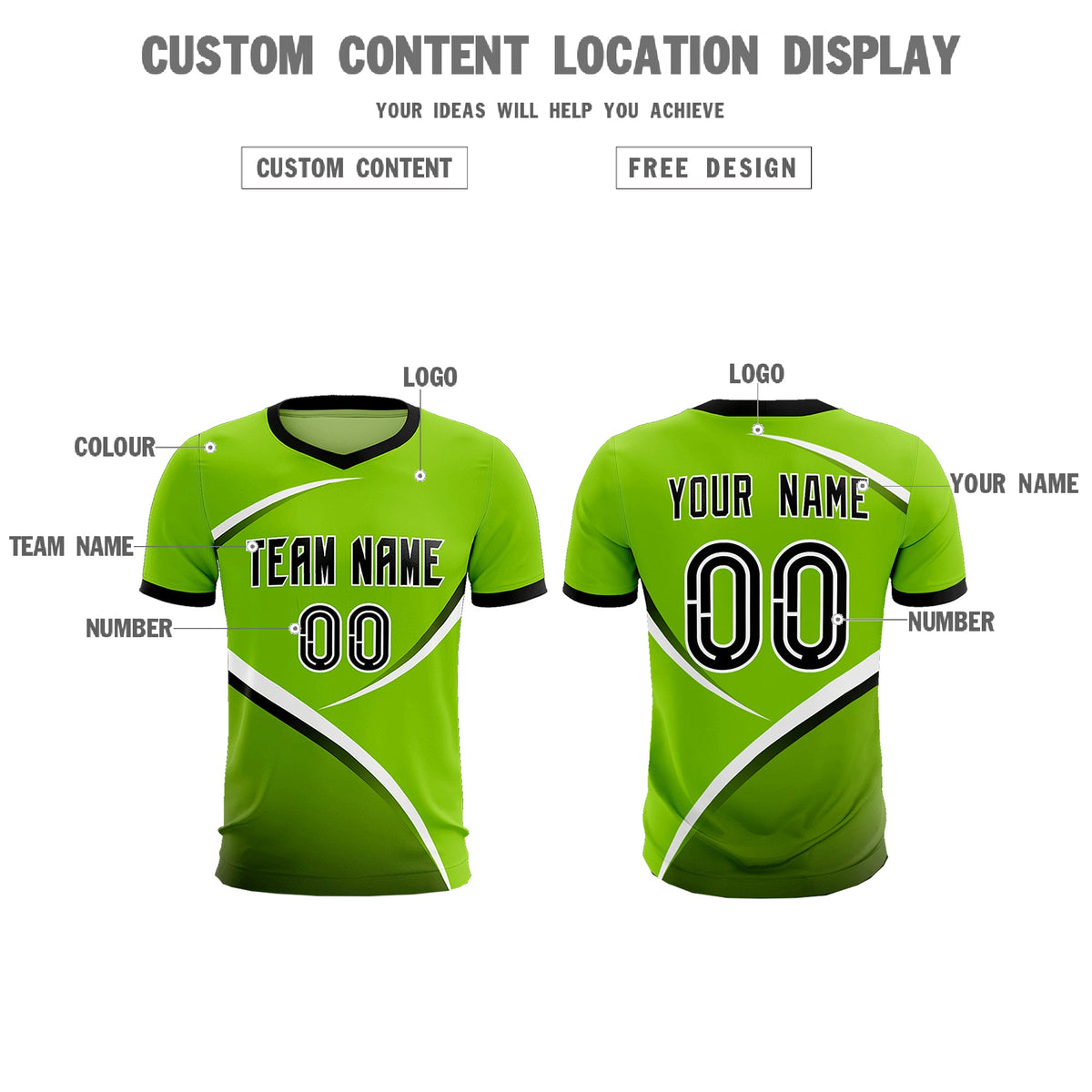 Custom Neon Green Black Color Block Training Uniform For Men Soccer Sets Jersey