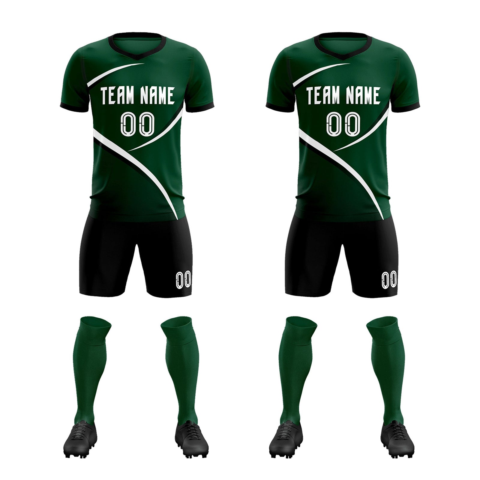Custom Green Black Color Block Training Uniform For Men Soccer Sets Jersey