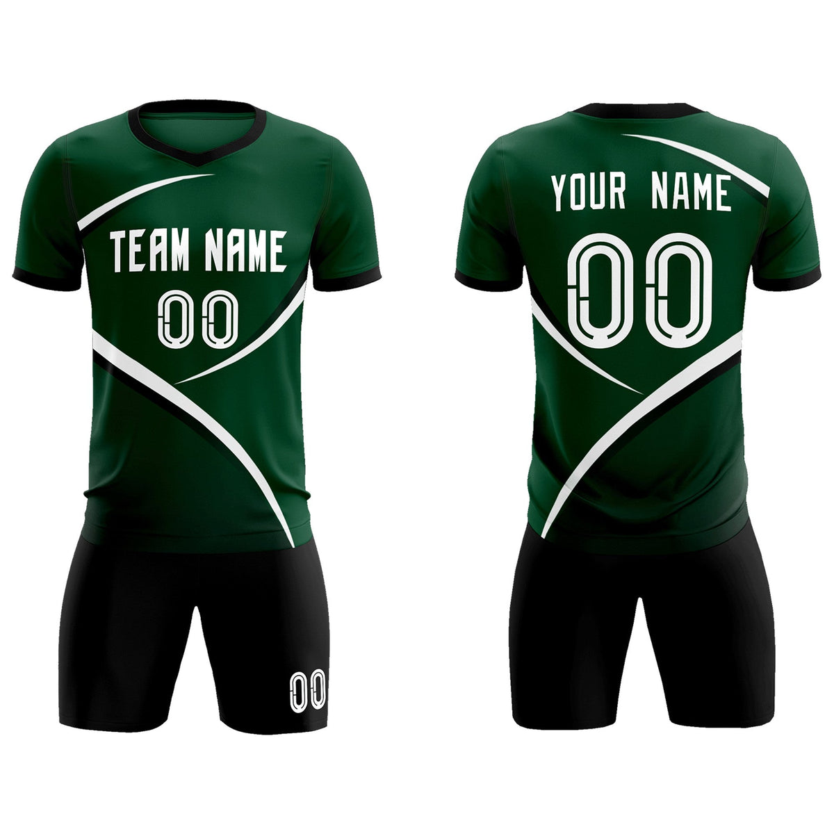 Custom Green Black Color Block Training Uniform For Men Soccer Sets Jersey
