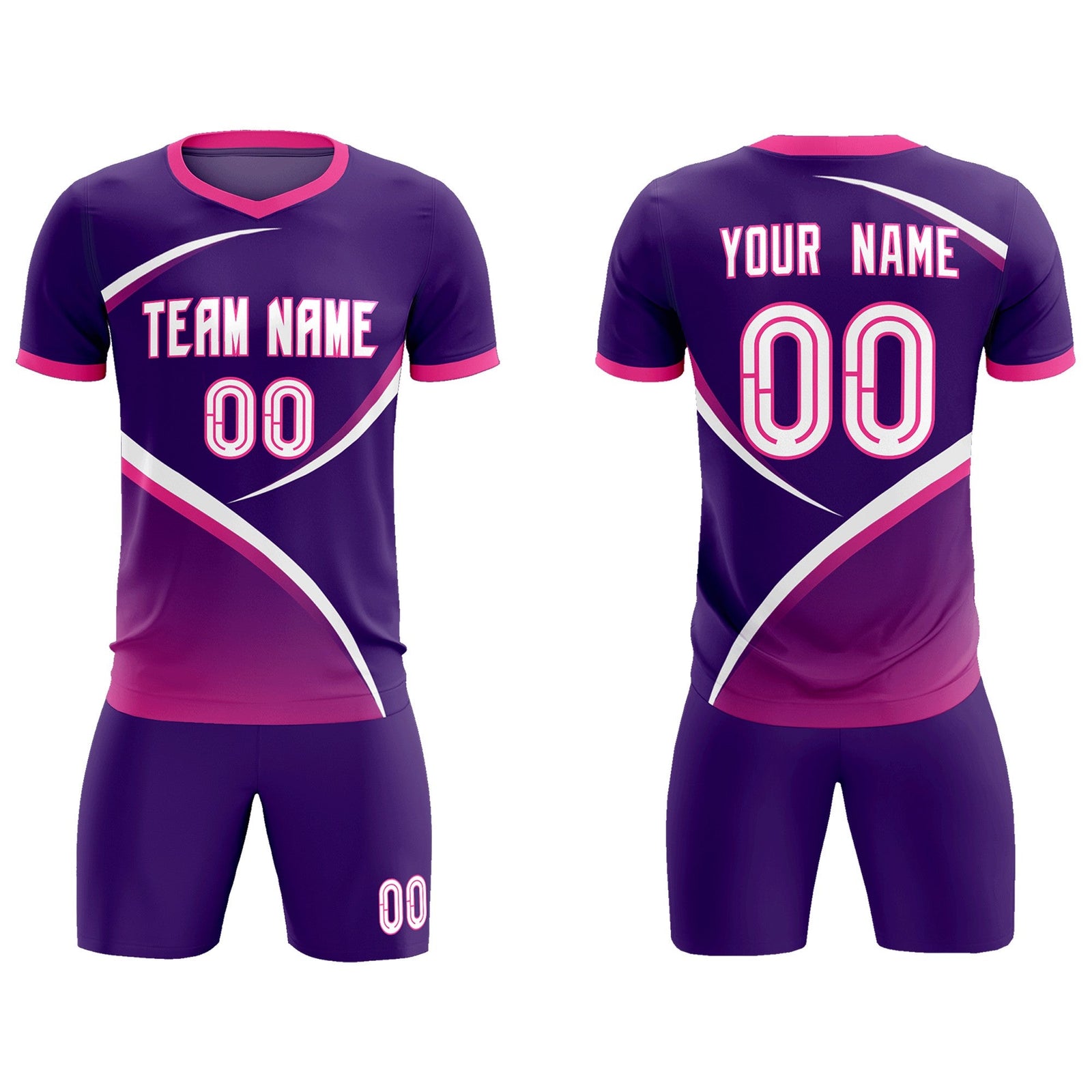Custom Purple Pink Color Block Training Uniform For Men Soccer Sets Jersey