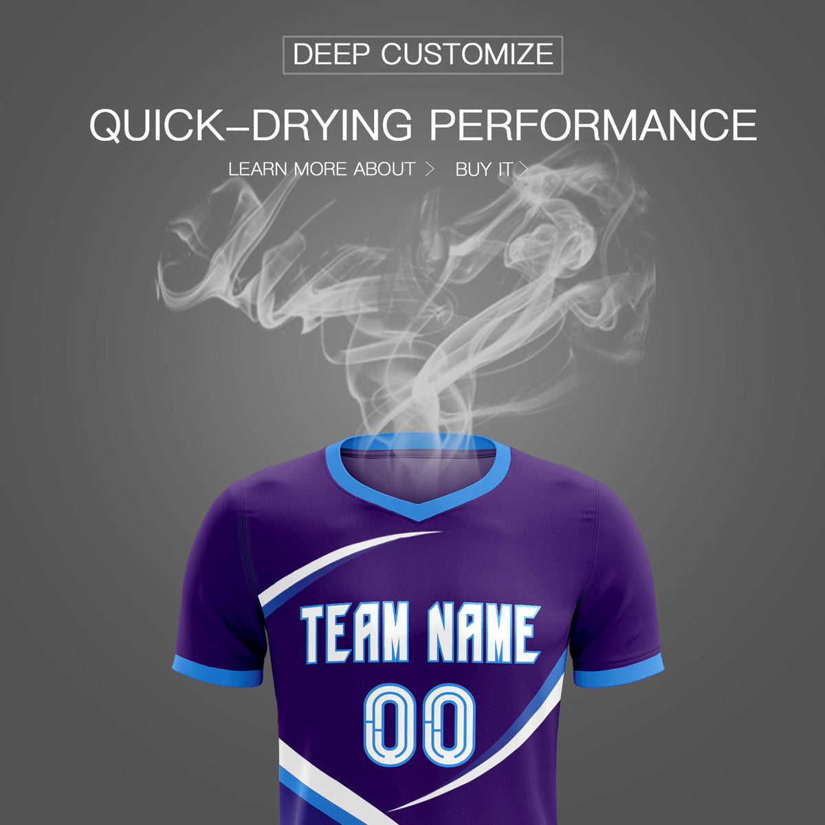 Custom Purple Powder Blue Color Block Training Uniform For Men Soccer Sets Jersey