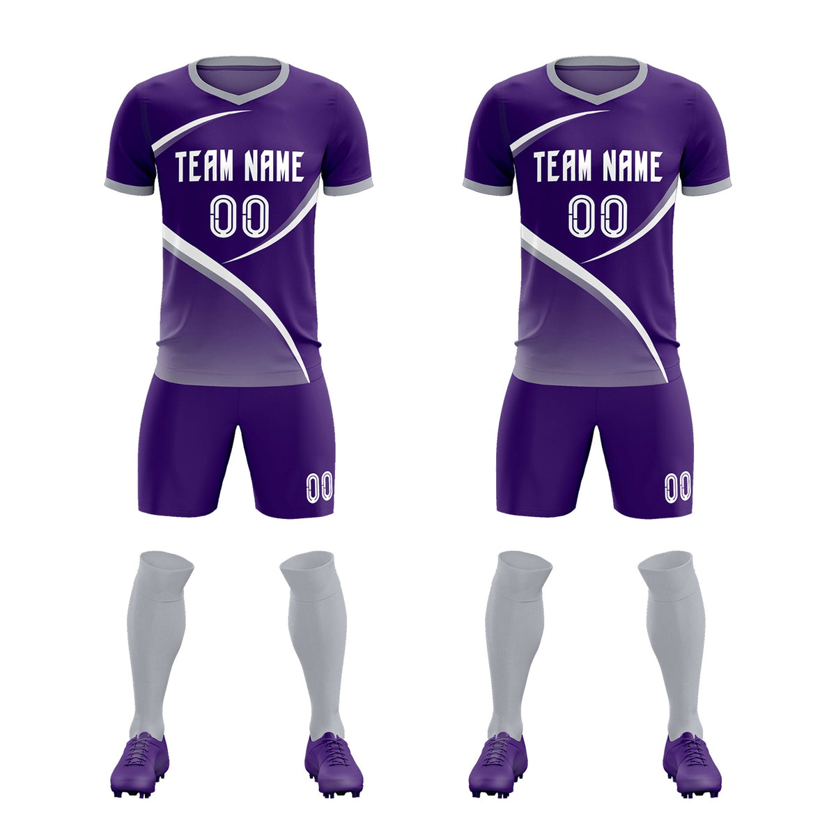 Custom Purple Gray Color Block Training Uniform For Men Soccer Sets Jersey