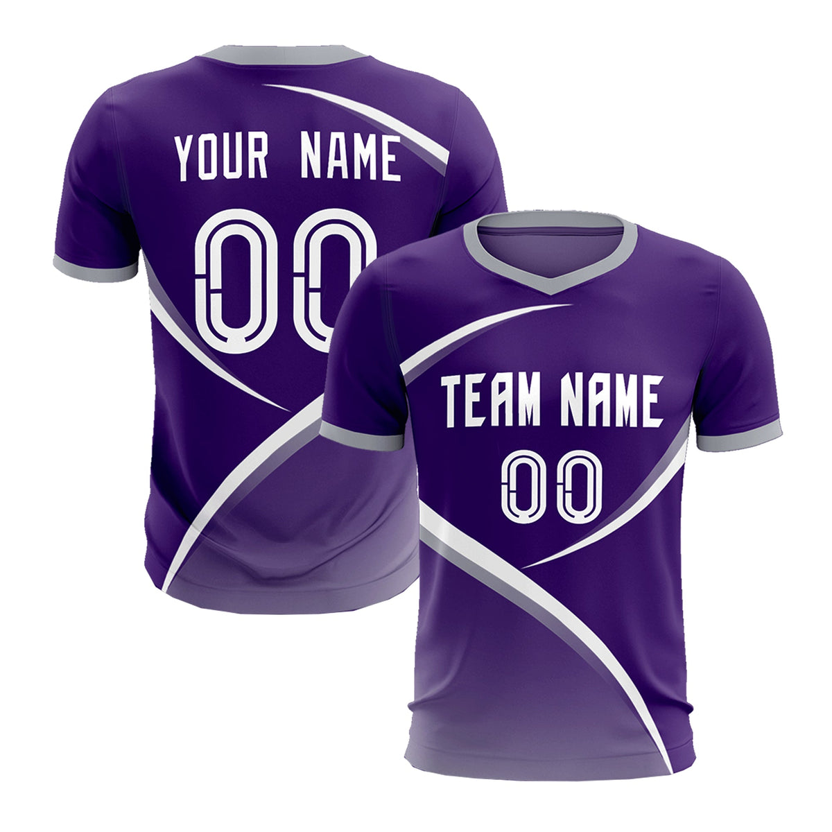 Custom Purple Gray Color Block Training Uniform For Men Soccer Sets Jersey